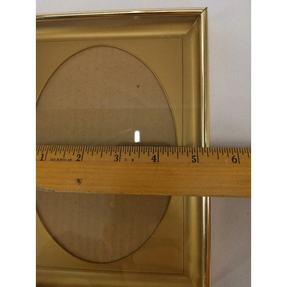 Vintage Picture Frame Gold Tone Metal Oval Mat 5x7 8x6 Rectangular Tabletop Wall